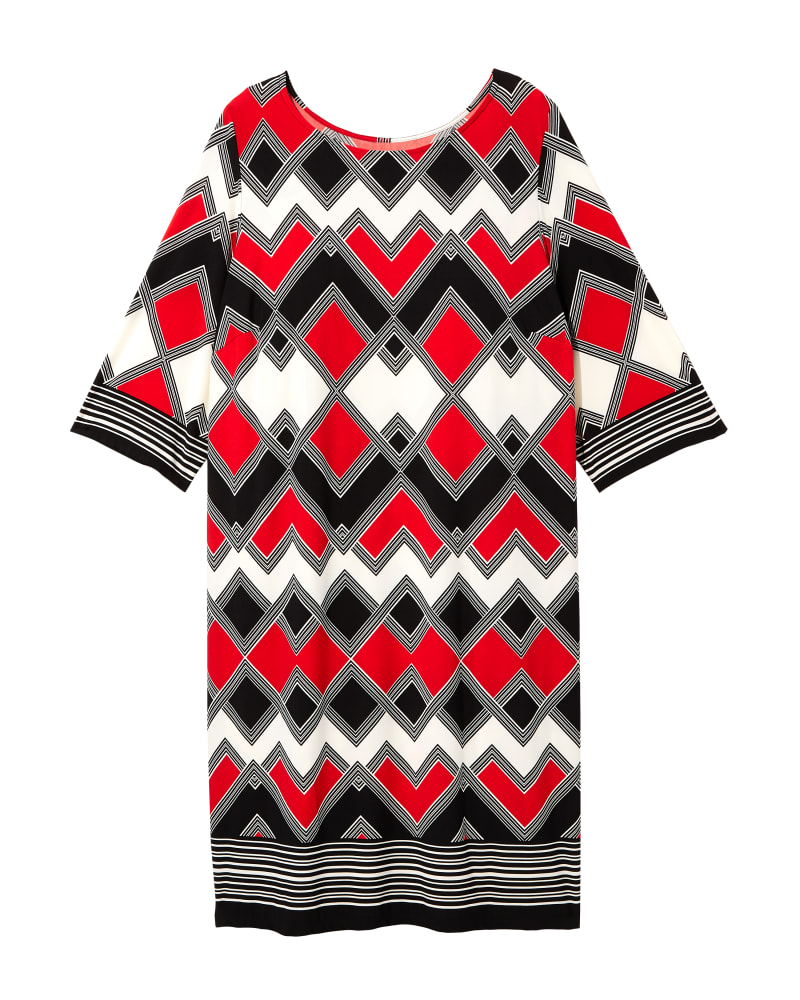 Front of plus size Lara Three-Quarter Sleeve Shift Dress by Sandra Darren | Dia&Co | dia_product_style_image_id:122725